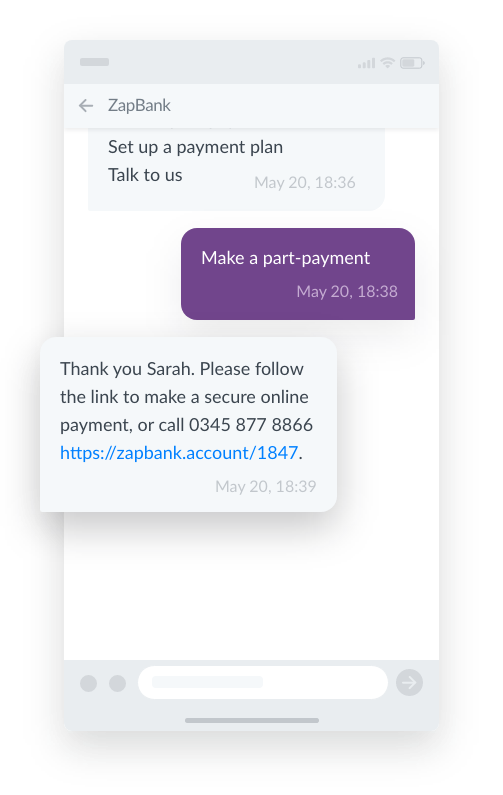 Set a payment plan SMS