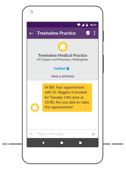 RCS example for healthcare - rearranging appointments