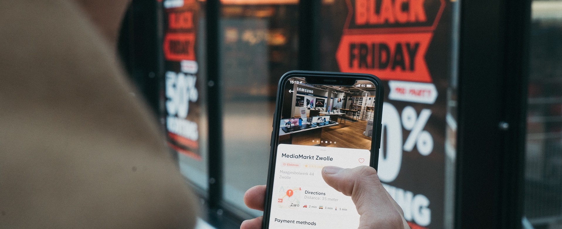 Black Friday sale shown on mobile phone
